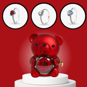 Δαχτυλίδι υπόσχεσης και κουτί κοσμημάτων με περιστρεφόμενη αρκούδα | HEARTISO_ROSBEAR