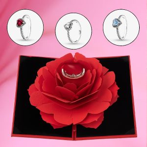Δαχτυλίδι υπόσχεσης σε κουτί δαχτυλιδιών με λουλούδια | HEARTISO_VOWROSE