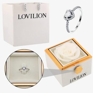 Κουτί με τριαντάφυλλο και δαχτυλίδι | HEARTISO_WHITEBOX